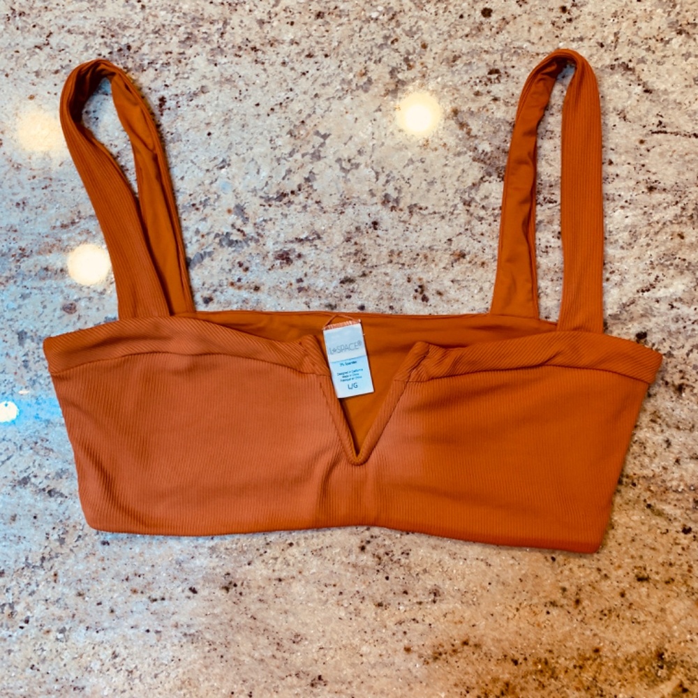 L* Space Lee Lee Ribbed Bikini Color AMBER Top and Bottom Size Large NWOT Beach - Picture 9 of 14